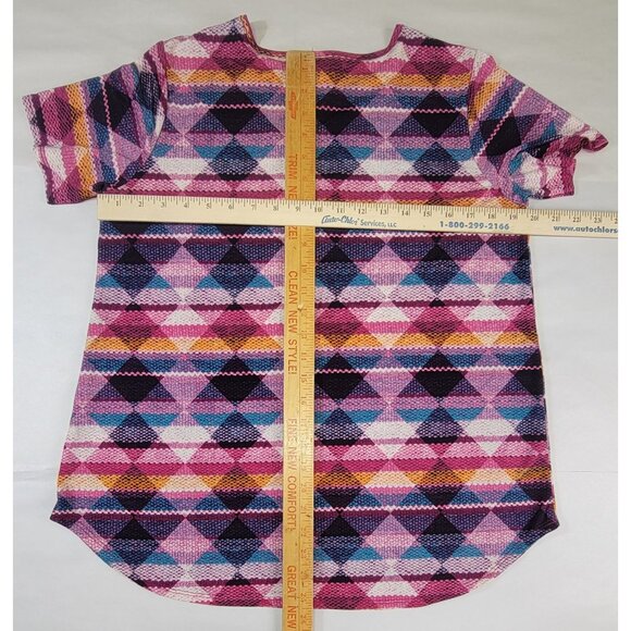 Hemish USA Top Geometric Pattern Short Sleeve Shirt Womens Size L New - Picture 4 of 4
